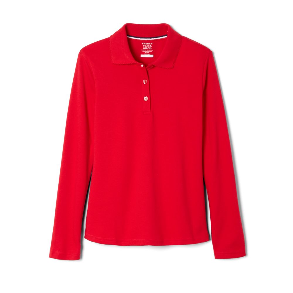Girls Long Sleeve Polo Red - Shenker Academy