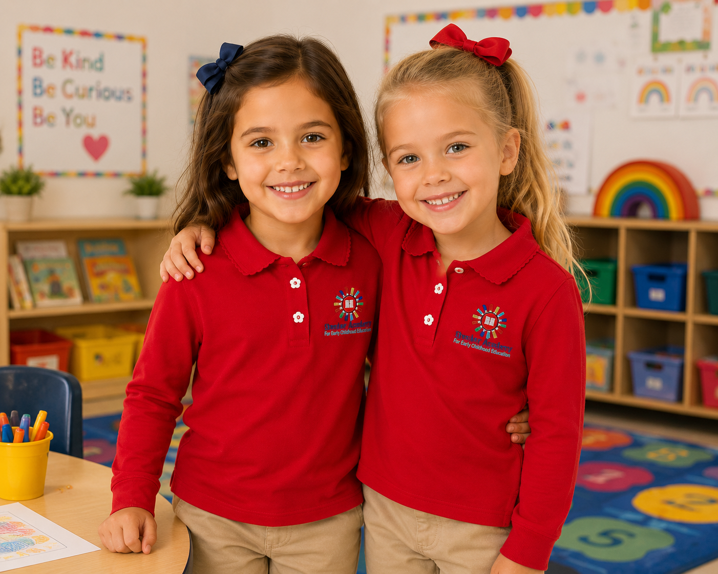Girls Long Sleeve Polo Red - Shenker Academy