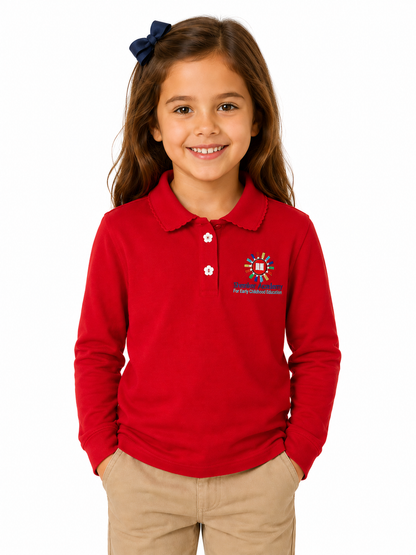 Girls Long Sleeve Polo Red - Shenker Academy