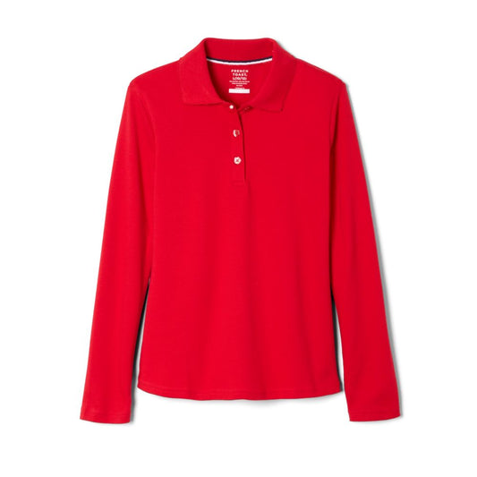 Girls Long Sleeve Polo Red - Shenker Academy - NEW